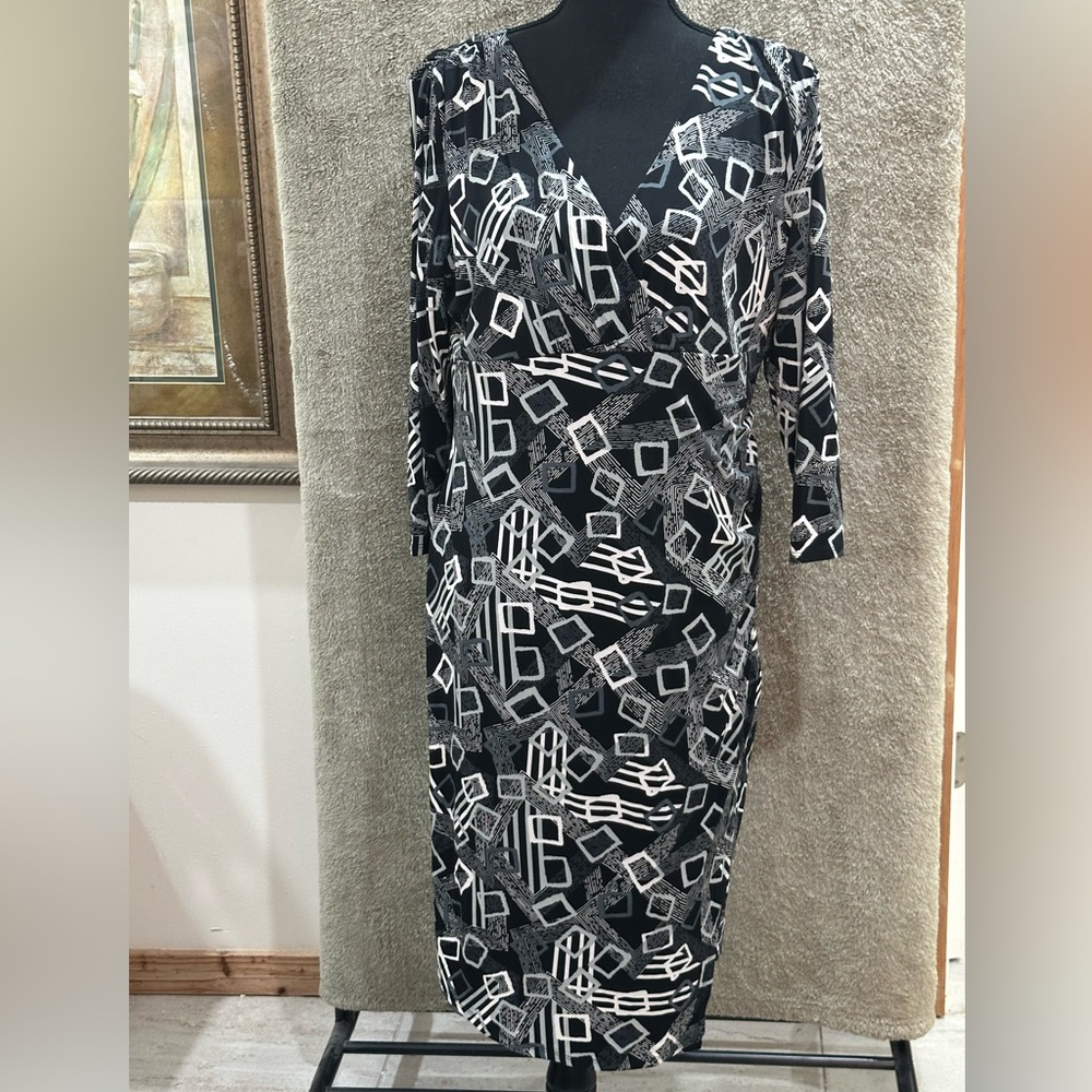 Midnight Velvet Black and White Abstract Dress